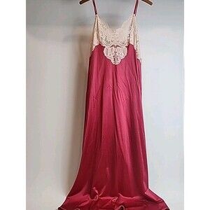 Lace Nylon Full Length Long Slip Nightgown 70s Lingerie Vanity Fair? sz 10/12